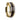 14K Yellow Gold Polished Beveled Edges Wedding Ring with Ebony Wood Inlay - 8 mm